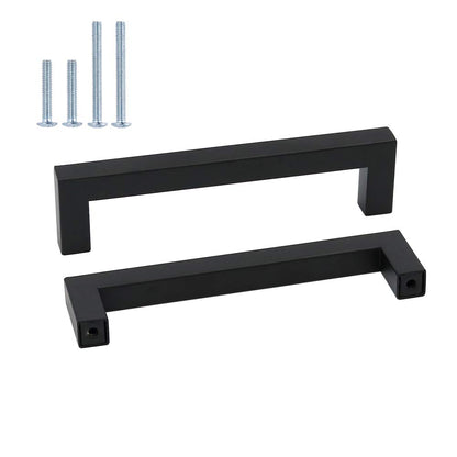 Goldenwarm Möbelgriffe Edelstahl, schwarz, 160 mm, 15 Stück – quadratische Stangengriffe für Schränke und Schubladen