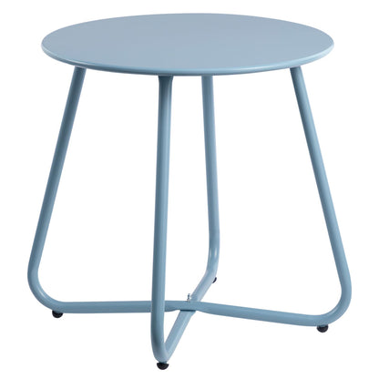 HollyHOME Beistelltisch Outdoor rund Metall wetterfest Grau Blau