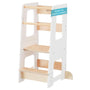 Kywai Lernturm Montessori Bambus höhenverstellbar - ab 1 Jahr. Heller Bambus-Turm, höhenverstellbar. Fördert sicheres Mitmachen in Küche/am Tisch.