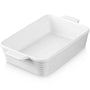 Jassceram Auflaufform aus Porzellan, weiss, 38,6 cm, mit Griffen – rechteckige Backform für Lasagne
