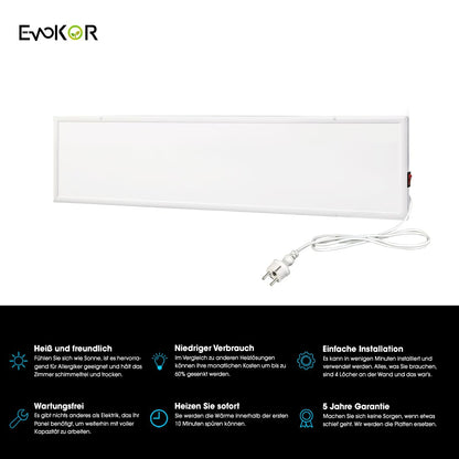 EVOKOR Infrarotheizung Heizpaneel - 170W 920x220mm