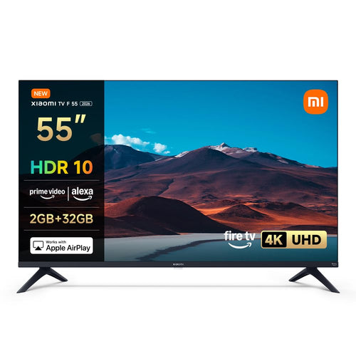 Xiaomi F 4K UHD Smart TV – 55 Zoll Fire TV 120Hz Triple Tuner. Flacher, schwarzer Bildschirm für hochauflösendes TV-Erlebnis.
