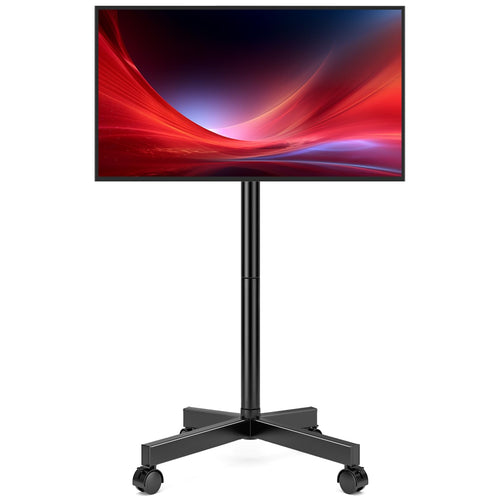 Hemudu TV Ständer rollbar 23-60 Zoll, höhenverstellbar, VESA 400x400 aus Stahl mit X-Sockel und Feststellrollen