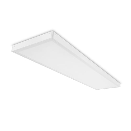 ProLux LED-Panel Aufbau Deckenleuchte - 120x30cm 6000K 36W. Rechteckiges, flaches weißes LED-Panel zur Deckenmontage, liefert 6000K kaltweißes Licht.