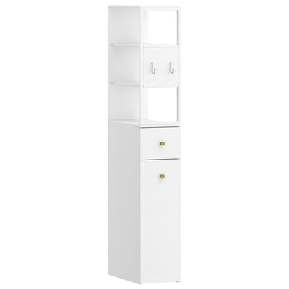 Hzuaneri Badezimmerschrank schmal mit Schubladen, 40x20x140 cm, Weiss