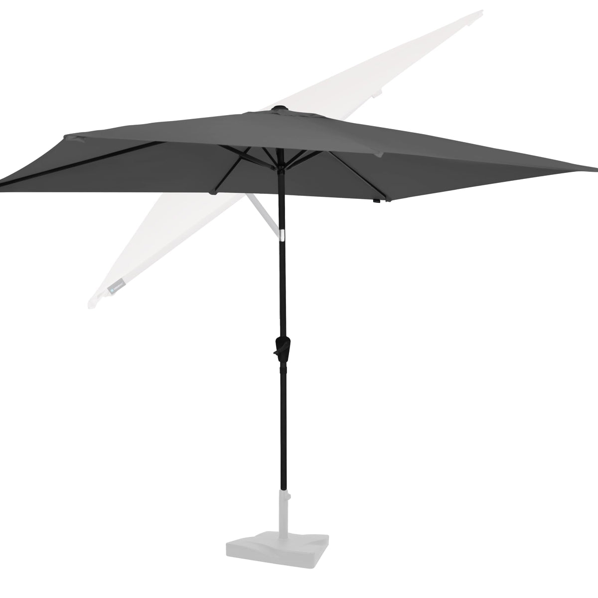 VONROC Rapallo Sonnenschirm rechteckig 200x300 cm mit Kurbel, Grau, Polyestertuch mit UPF 50+