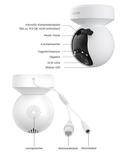 Reolink E1 Outdoor 5MP PTZ Überwachungskamera mit 3X optischem Zoom