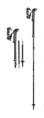 LEKI Makalu FX Carbon AS Stöcke – Anthrazit/Rot 110-130cm. Anthrazit-rote Carbon-Faltstöcke mit AntiShock-Dämpfung für Trekking.