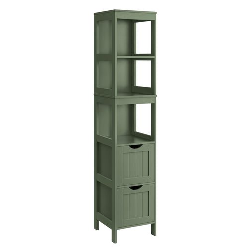 VASAGLE Badezimmerschrank BBC066C01 freistehend – Waldgrün. Rechteckiger, waldgrüner Badschrank bietet Stauraum für Badutensilien.