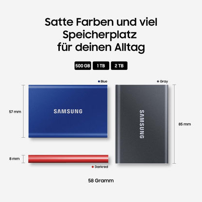 Samsung Portable SSD T7 Externe SSD 2 TB - Grau (MU-PC2T0T/WW)
