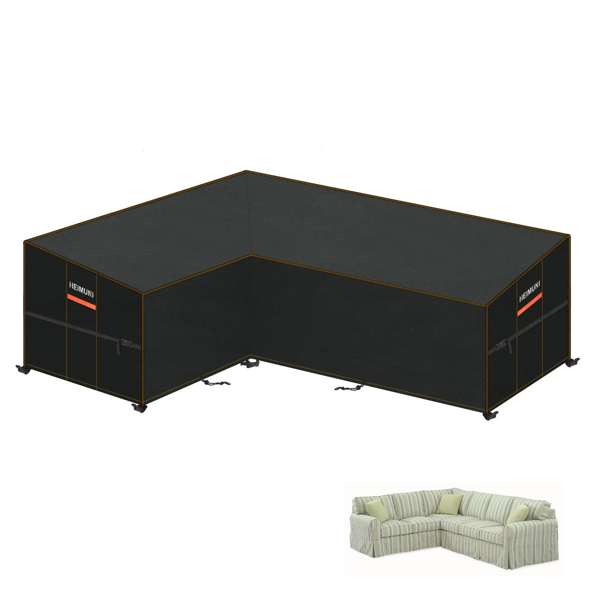 HEIMUNI Gartenmöbel Abdeckung L-Form Lounge wasserdicht 180x250x90 cm mit Belüftungsöffnungen