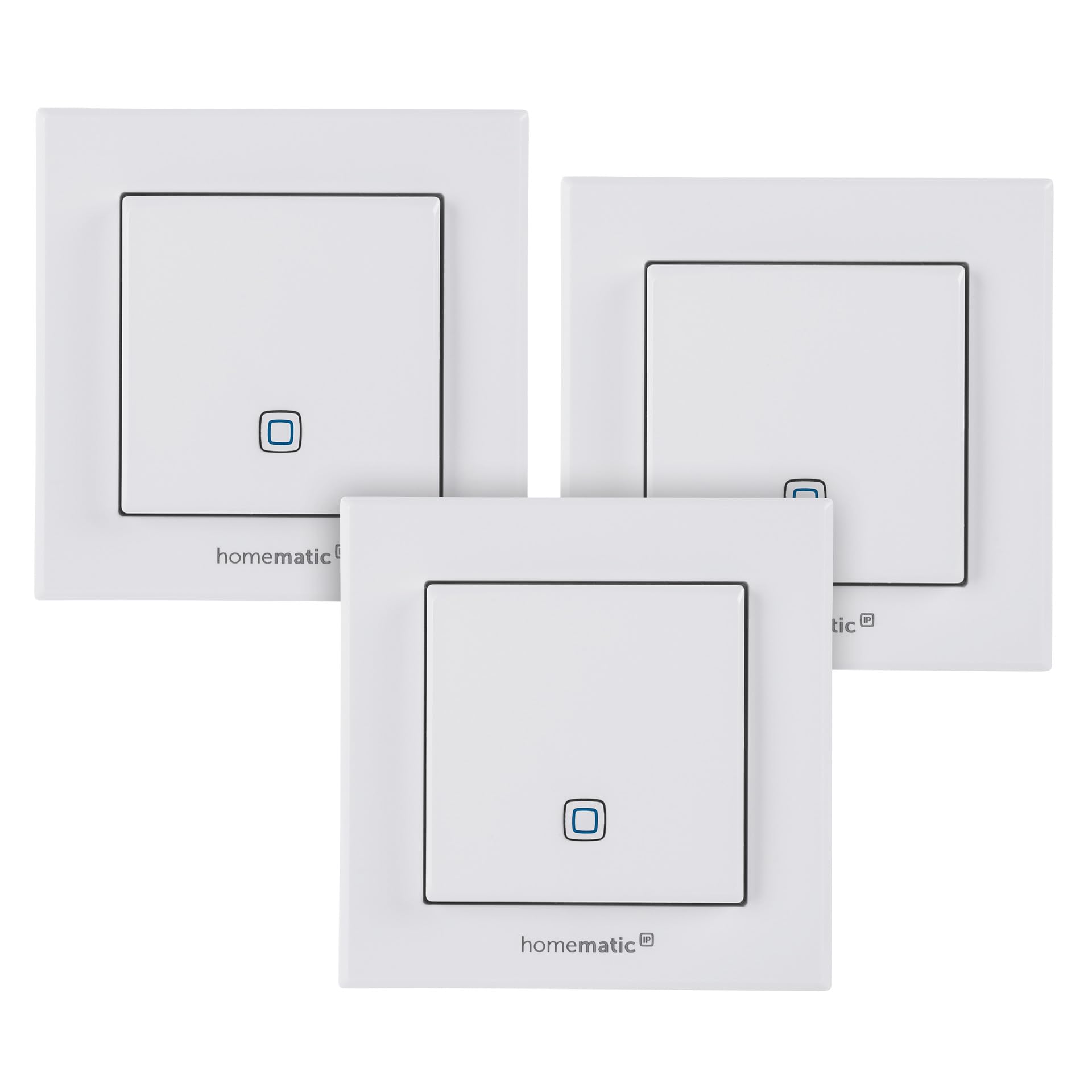 Homematic IP Temperatur- & Luftfeuchtigkeitssensor – 3er-Set Innen: Drei weiße Sensoren zum Messen von Temperatur & Luftfeuchtigkeit.
