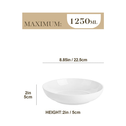 MALACASA Regular Suppenteller 6-teilig Porzellan Cremeweiss 1250 ml