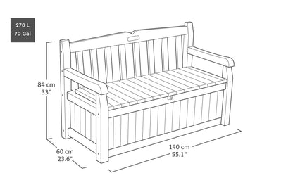 Keter Sitzbank Eden Gartenbank mit Stauraum 265 l, wetterfest, grau