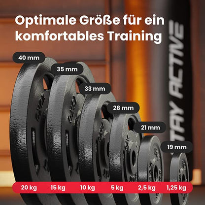 Hop-Sport Gusseisen Hantelscheiben Set 30kg - 31mm Loch