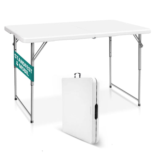 Byliable Klapptisch 120 cm tragbar höhenverstellbar – Weiss. Rechteckiger, weißer Falttisch für flexible Arbeits- und Essbereiche.