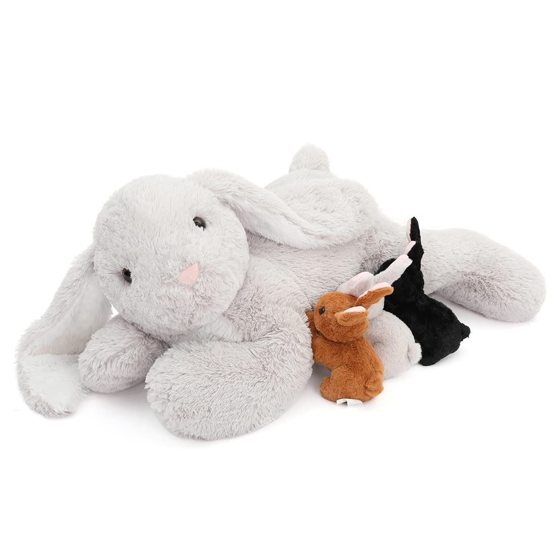 MorisMos Osterhase Kuscheltier XXL 60 cm mit 3 Babys im Bauch aus weichem Plüsch