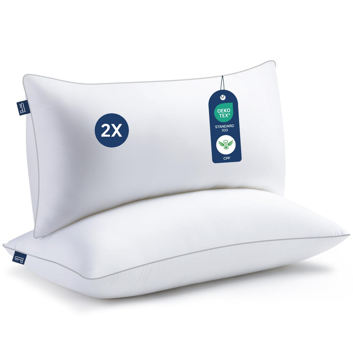 BedStory Kopfkissen 40x80 cm, 2er-Set mit Mikrofaserfüllung, waschbar