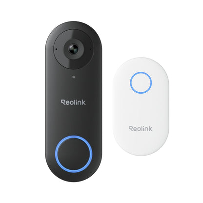 Reolink 5MP PoE Video-Türklingel kabelgebunden mit Chime. Rechteckig, dunkel, mit Kamera. Für 5MP Türkommunikation & PoE-Sicherung.