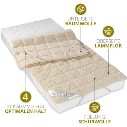 PROCAVE weiches Unterbett Lammflor Schurwolle 160x200 cm