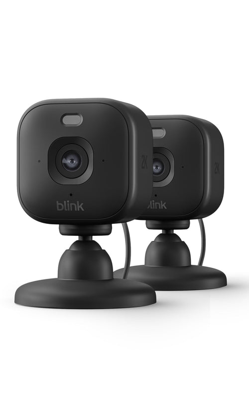 Blink Mini 2K+ Sicherheitskamera, 2er-Set, Schwarz, Nachtsicht in Farb