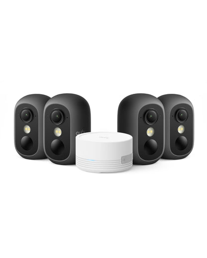 eufy eufyCam C35 Überwachungskamera, kabellos, 4er-Pack, Schwarz