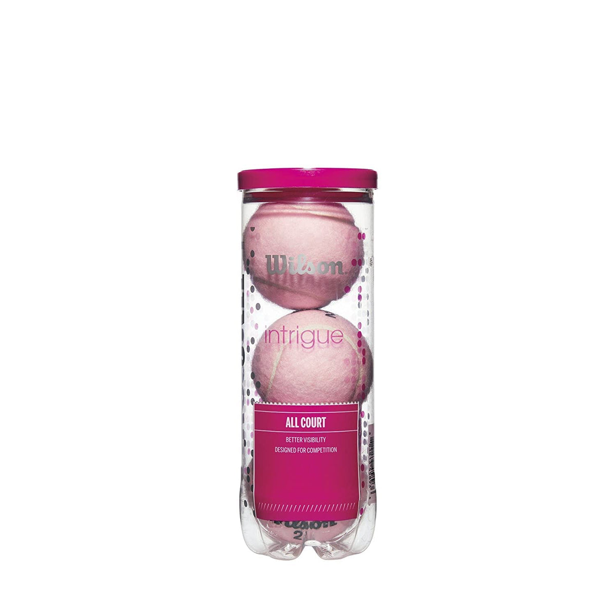 Wilson Intrigue Tennisbälle rosa, 12 Dosen à 3 Bälle – Bälle mit erhöhter Sichtbarkeit für alle Plätze
