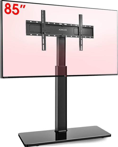 AOKCOS TV Bodenständer Universal für 43-85 Zoll TVs – Schwarz. Stabiler, schwarzer Standfuß zum bodenstehenden Aufstellen von 43-85 Zoll Fernsehern.