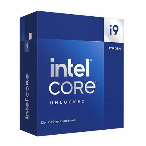 Intel Core i9-14900KF Desktop Prozessor 24 Kerne bis 6.0 GHz, quadratisch, silber-schwarz. Verarbeitet Daten und steuert Gaming-PCs.