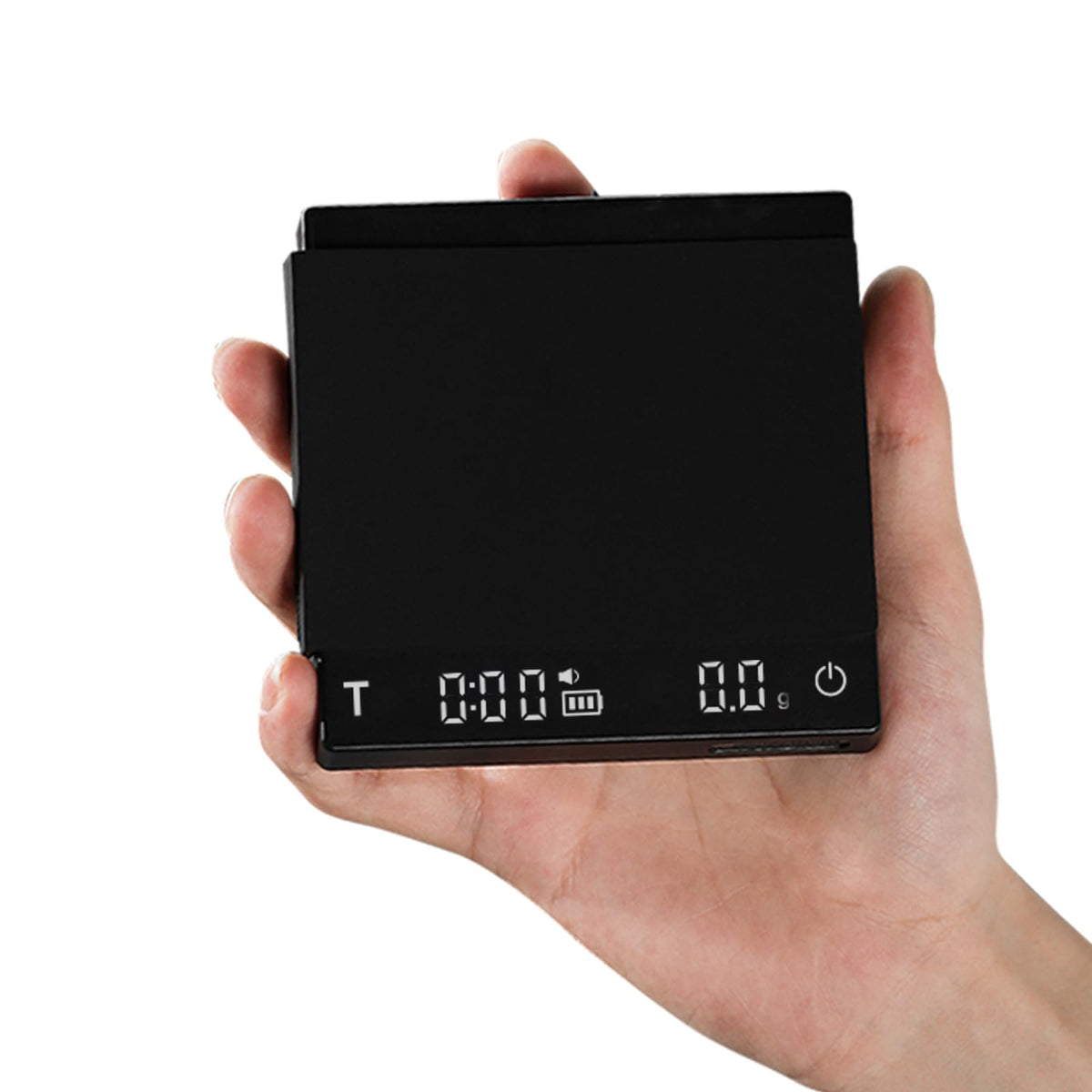 MHW-3BOMBER Mini Kaffeewaage ES6029B-OS mit Timer, Schwarz – digitale Espressowaage mit LED-Display und Silikonmatte