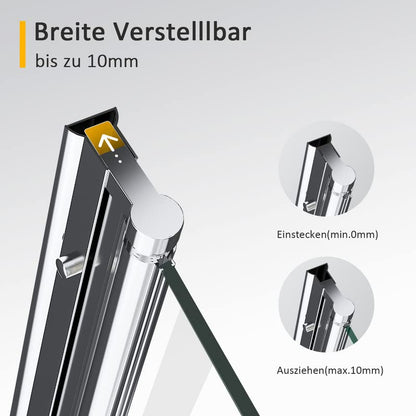 Badewannenaufsatz gestreift 130x140cm 3-teilig faltbar ESG Glas