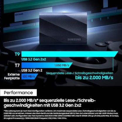 Samsung Portable SSD T9 externe SSD - 2 TB (MU-PG2T0B/EU)