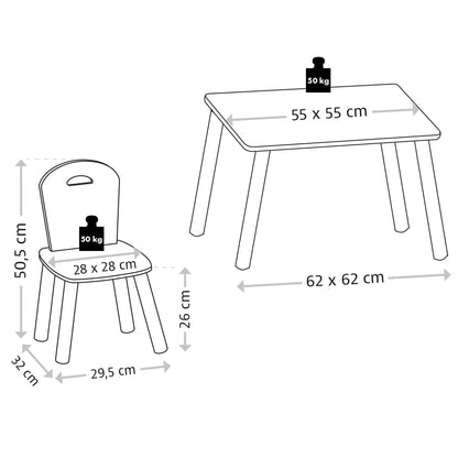 Kesper Kindertisch mit 2 Stühlen, FSC-Faserplatte, weiss/salbeigrün