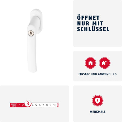 ABUS Abschliessbarer Fenstergriff FG200, gleichschliessend 5er Set Weiss