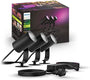 Philips Hue Lily Gartenstrahler Basis Set 3er Pack Schwarz. 3 schwarze, zylindrische LED-Strahler mit Erdspieß. Smarte RGB-Außenbeleuchtung.