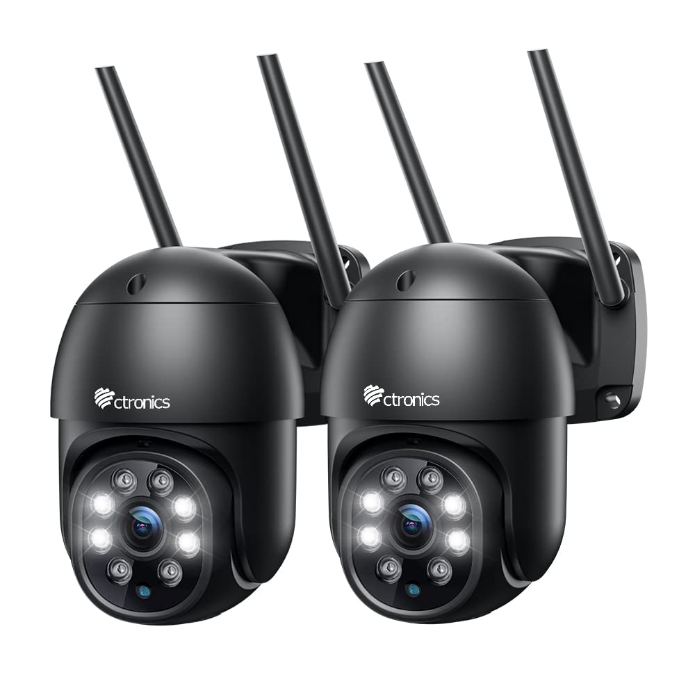 Ctronics 2.5K 4MP Überwachungskamera Aussen WLAN PTZ, 2 St - Schwarz. Ideal für flexible Aussenüberwachung.