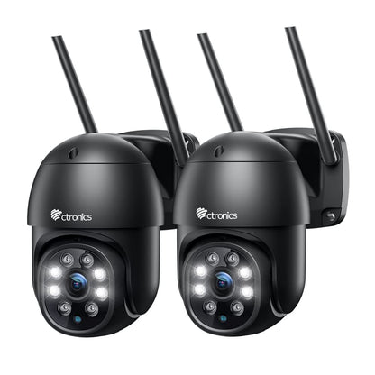 Ctronics 2.5K 4MP Überwachungskamera Aussen WLAN PTZ, 2 St - Schwarz. Ideal für flexible Aussenüberwachung.