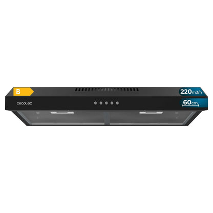 Cecotec Bolero Flux CM 602200 Dunstabzugshaube - 60 cm Schwarz. Die 60 cm breite, schwarze Wandhaube entfernt Kochdämpfe und Gerüche.