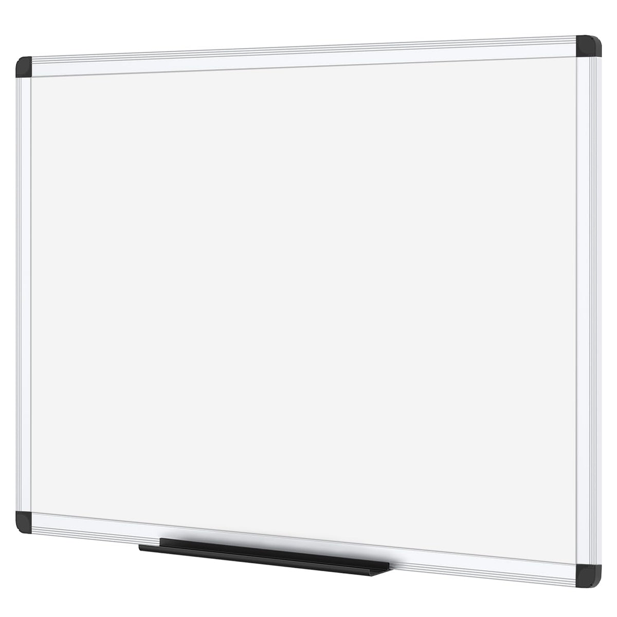 VIZ-PRO Magnetisches Whiteboard 120 x 90 cm, trocken abwischbar, silberner Aluminiumrahmen und schwarze Markerablage