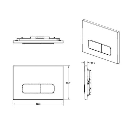 Wunderbad Drückerplatte Kompatibel mit Geberit Duofix Sigma/Delta/Basic, Betätigungsplatte für 2-Mengen-Spülung (Schwarz Matt)