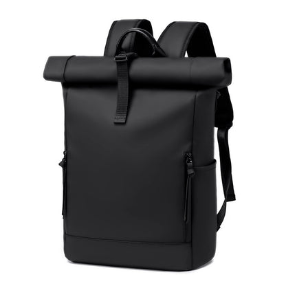 BJIAX Rolltop Rucksack wasserdicht, 17,3 Zoll Laptopfach, schwarz, Oxford-Material mit Rollverschluss