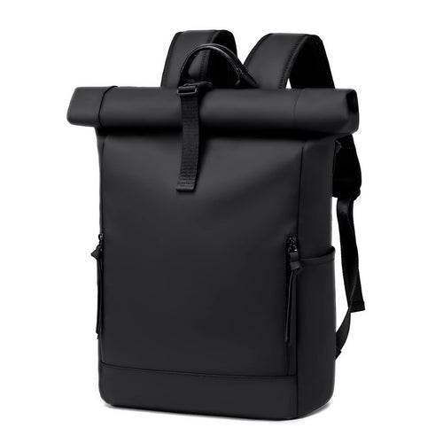 BJIAX Rolltop Rucksack wasserdicht, 17,3 Zoll Laptopfach, schwarz, Oxford-Material mit Rollverschluss