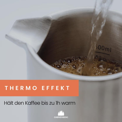 Groenenberg French Press Edelstahl Thermo Kaffeebereiter bis 1 Liter
