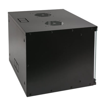 HMF 65707-02 Netzwerkschrank 19 Zoll – 7 HE, 400mm, Glastür Schwarz