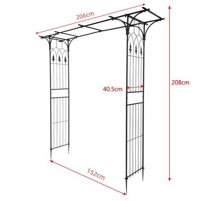LEADZM Rosenbogen aus Metall 206x41x208 cm Rankhilfe Schwarz