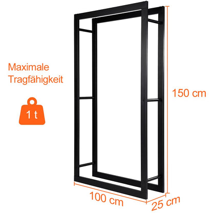 Loywe Kaminholzregal Metall - Schwarz 100x25x150cm (LW1087)