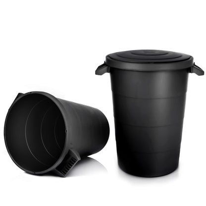 BigDean Universaltonne 80 Liter, 2er-Set, schwarz, mit Deckel – Kunststofftonne mit zwei Tragegriffen