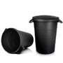 BigDean Universaltonne 80 Liter, 2er-Set, schwarz, mit Deckel – Kunststofftonne mit zwei Tragegriffen