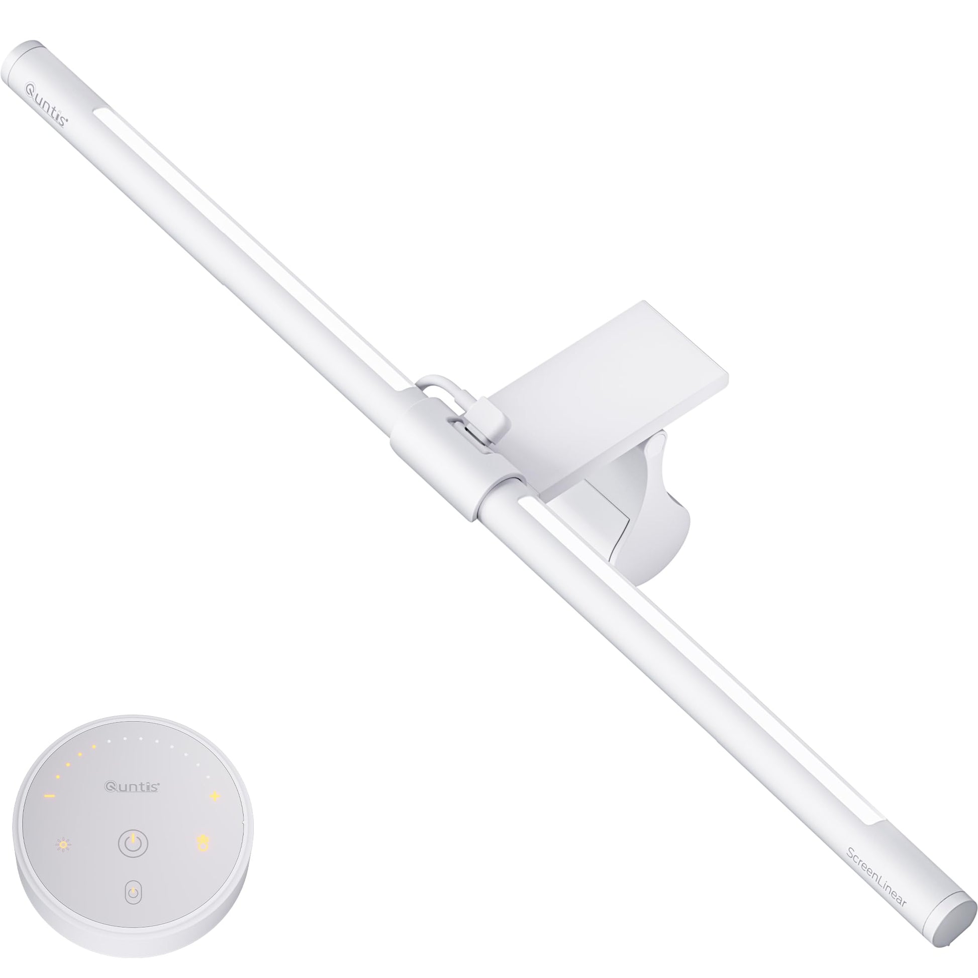 Quntis Monitor Lampe Curved – Weiss, Hintergrundbeleuchtung. Gekrümmte, weiße Lichtleiste für blendfreie Arbeitsplatzbeleuchtung & Ambiente-Hintergrundlicht am Monitor.