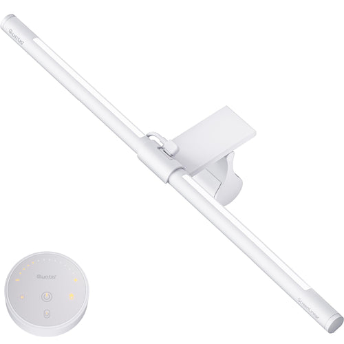 Quntis Monitor Lampe Curved – Weiss, Hintergrundbeleuchtung. Gekrümmte, weiße Lichtleiste für blendfreie Arbeitsplatzbeleuchtung & Ambiente-Hintergrundlicht am Monitor.
